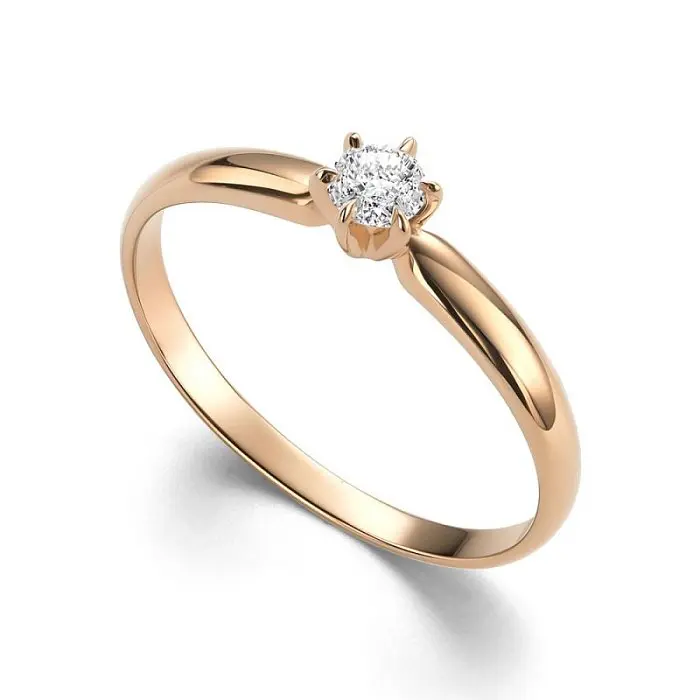 Кольцо помолвочное из красного золота