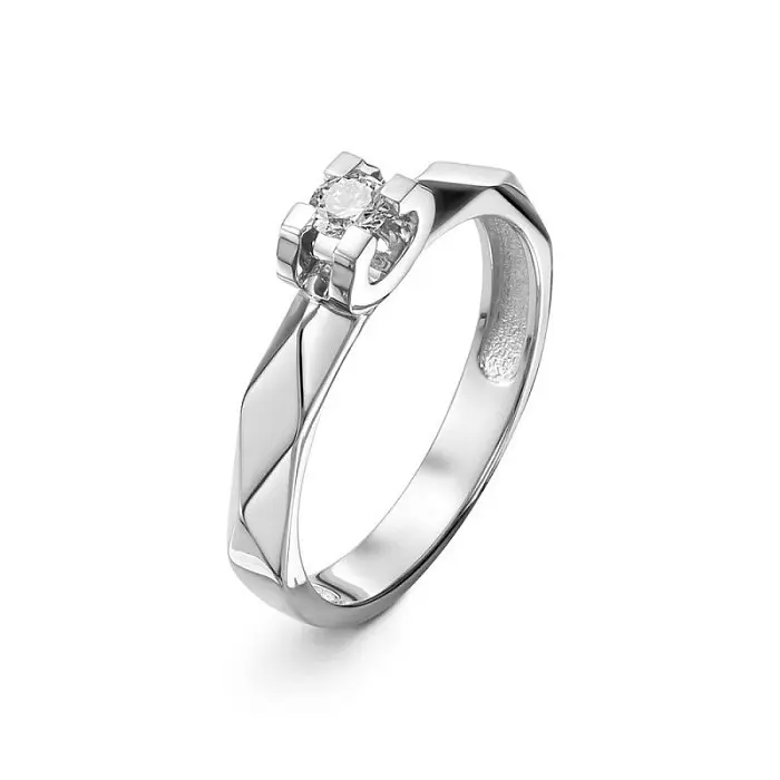 Кольцо помолвочное из белого золота