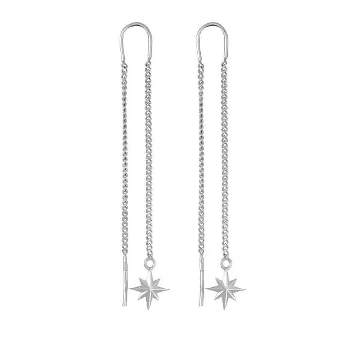 Серьги цепочки из серебра