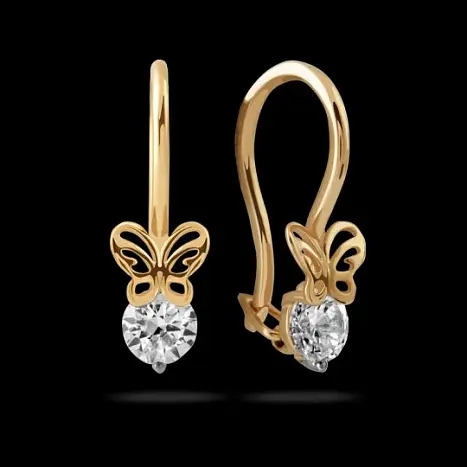 Серьги детские из красного золота