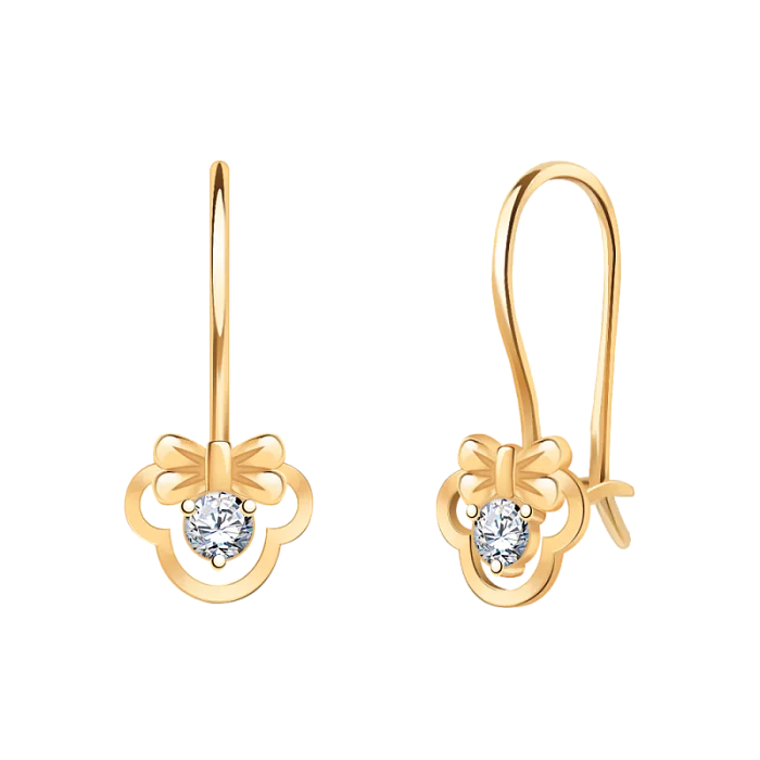 Серьги детские из красного золота