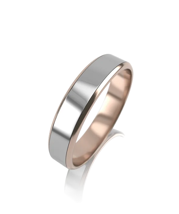 Кольцо обручальное из комбинированного золота вид 1