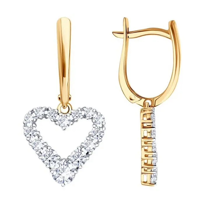 Серьги подвесные из красного золота