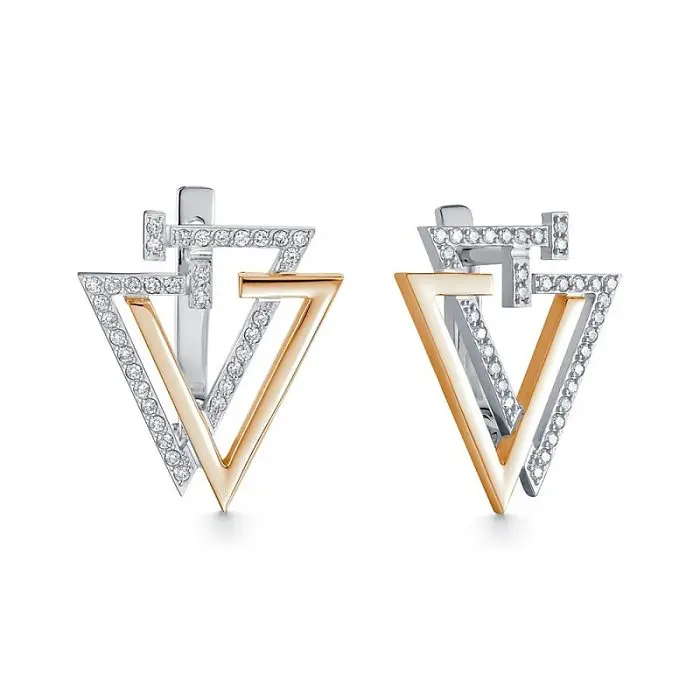 Серьги с английским замком из комбинированного золота