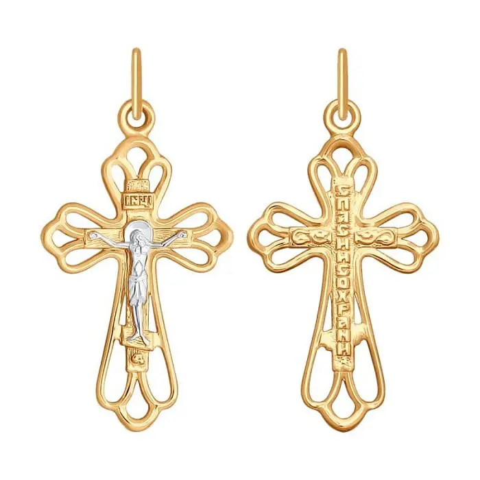 Подвеска крест из красного золота