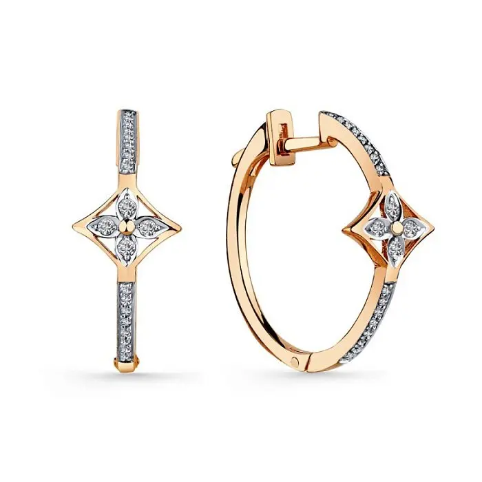 Серьги конго из комбинированного золота