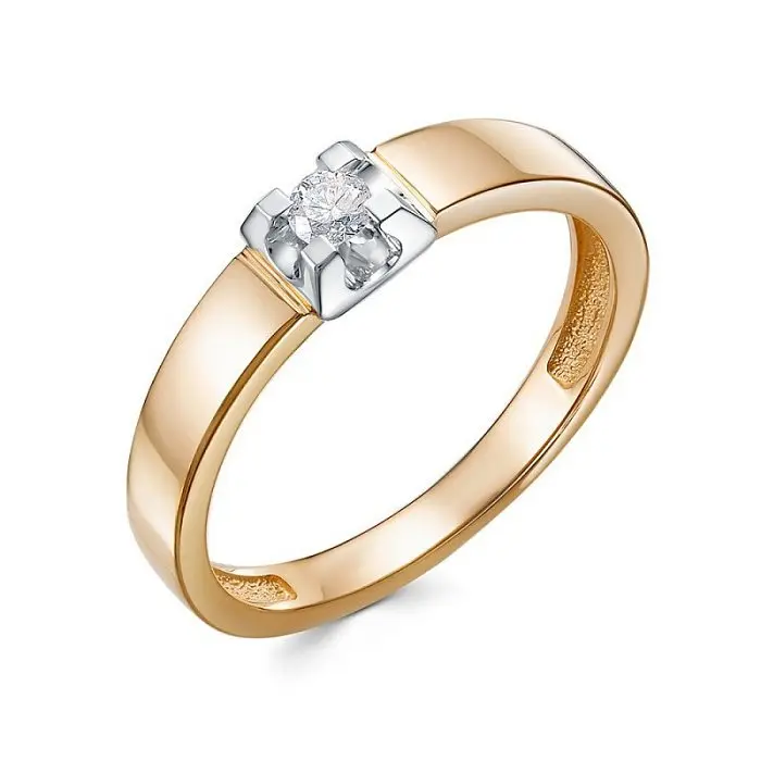 Кольцо помолвочное из комбинированного золота