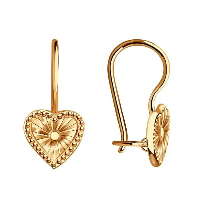 Серьги детские из красного золота