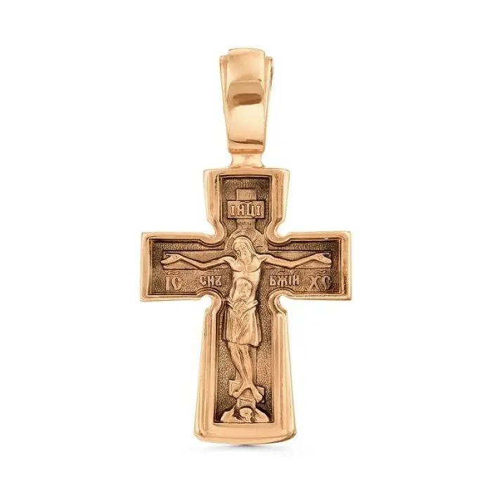 Подвеска крест из красного золота