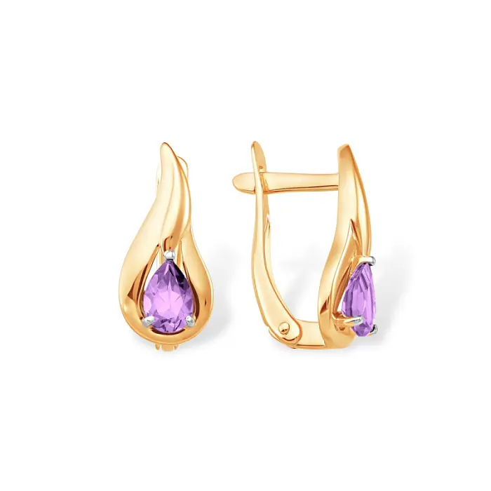 Серьги с английским замком из красного золота