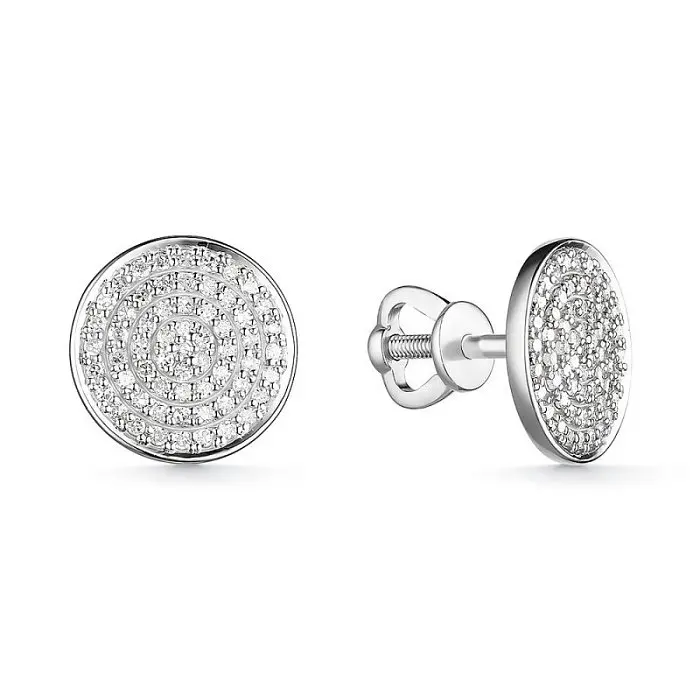 Серьги пуссеты из белого золота вид 1