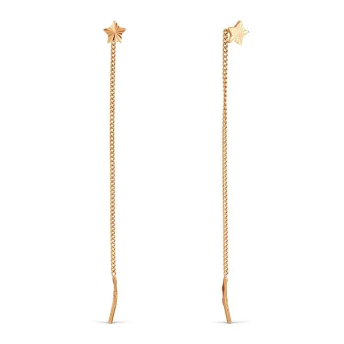 Серьги цепочки из красного золота