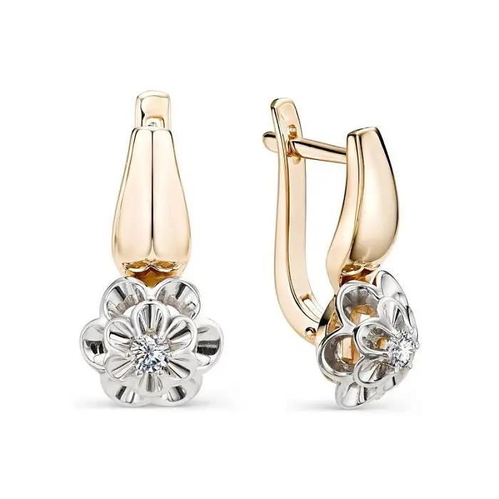 Серьги с английским замком из комбинированного золота