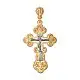 Подвеска крест из комбинированного золота