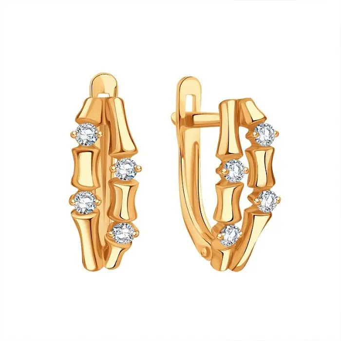 Серьги с английским замком из красного золота