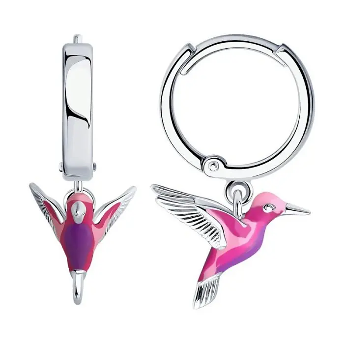 Серьги подвесные из серебра