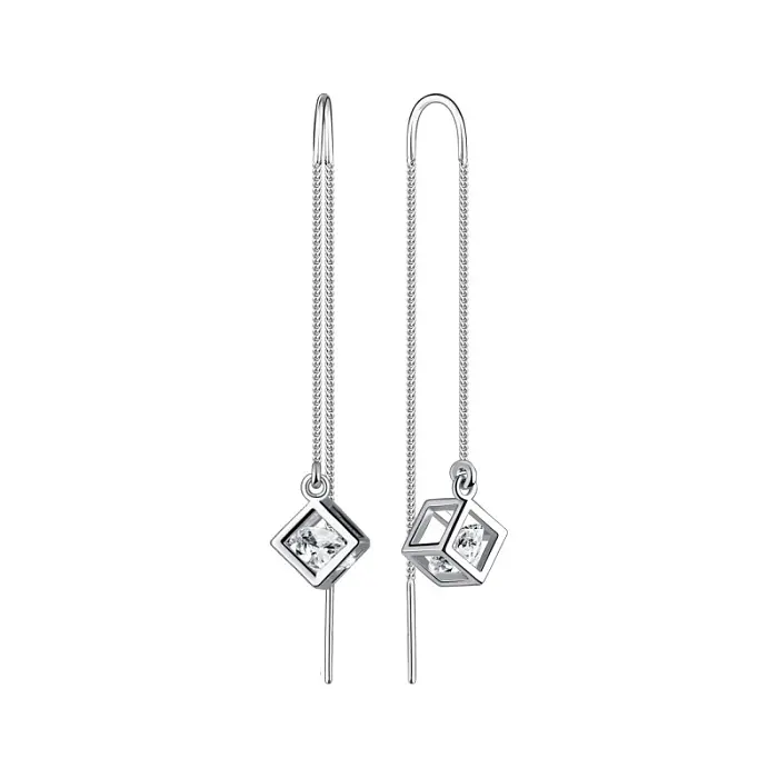 Серьги цепочки из серебра