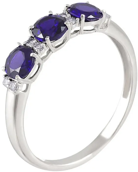 Кольцо декоративное из белого золота с танзанитами