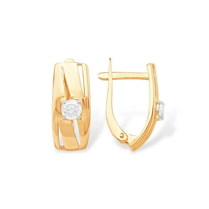 Серьги с английским замком из красного золота