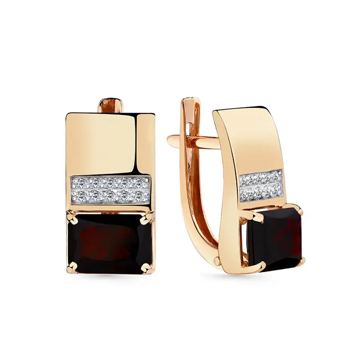 Серьги с английским замком из красного золота вид 1