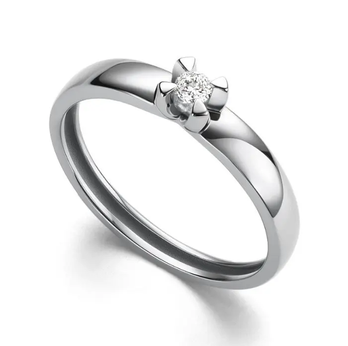 Кольцо помолвочное из белого золота