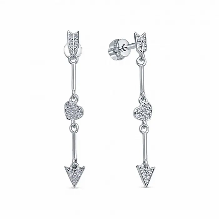 Серьги подвесные из серебра