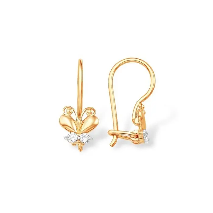 Серьги детские из красного золота