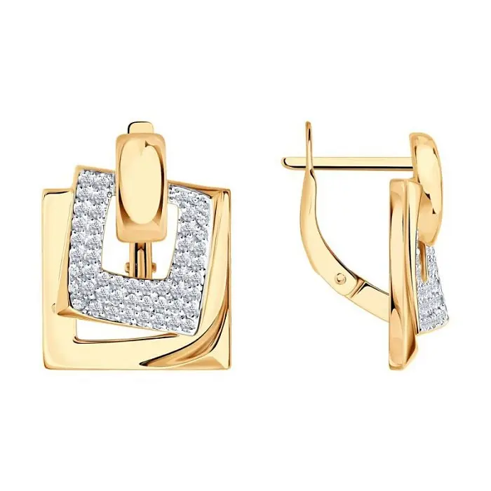 Серьги с английским замком из красного золота