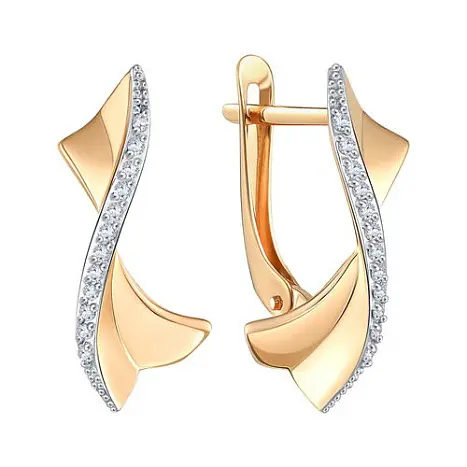 Серьги с английским замком из красного золота