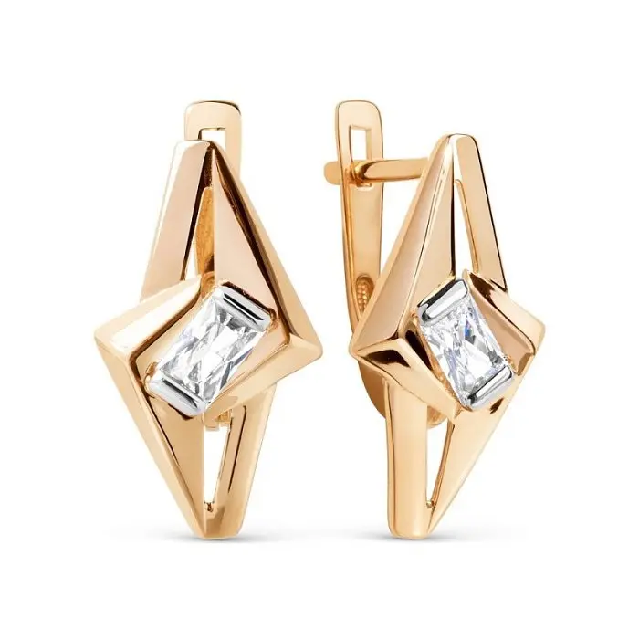 Серьги с английским замком из красного золота