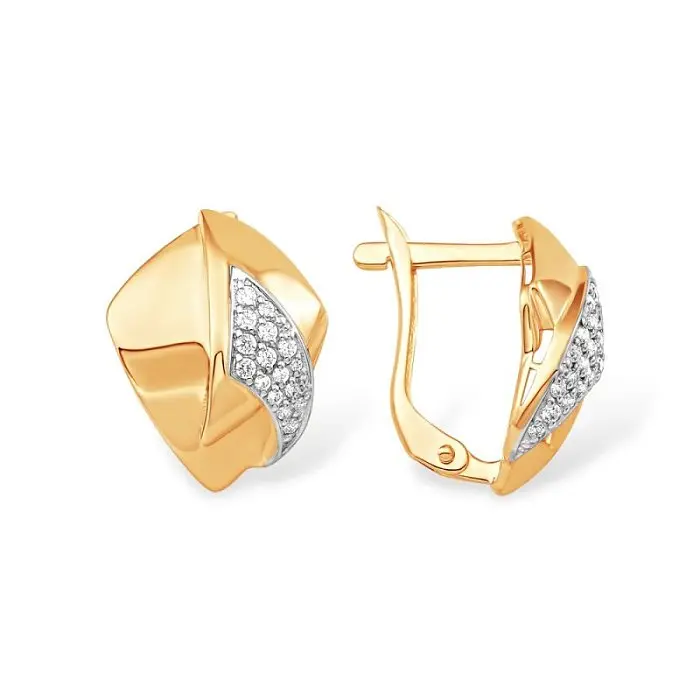 Серьги с английским замком из красного золота