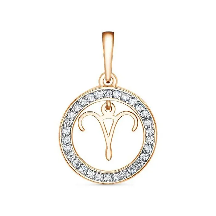 Подвеска знак зодиака из комбинированного золота