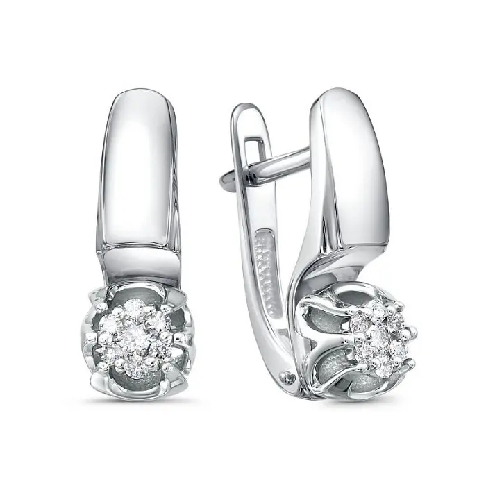 Серьги с английским замком из белого золота