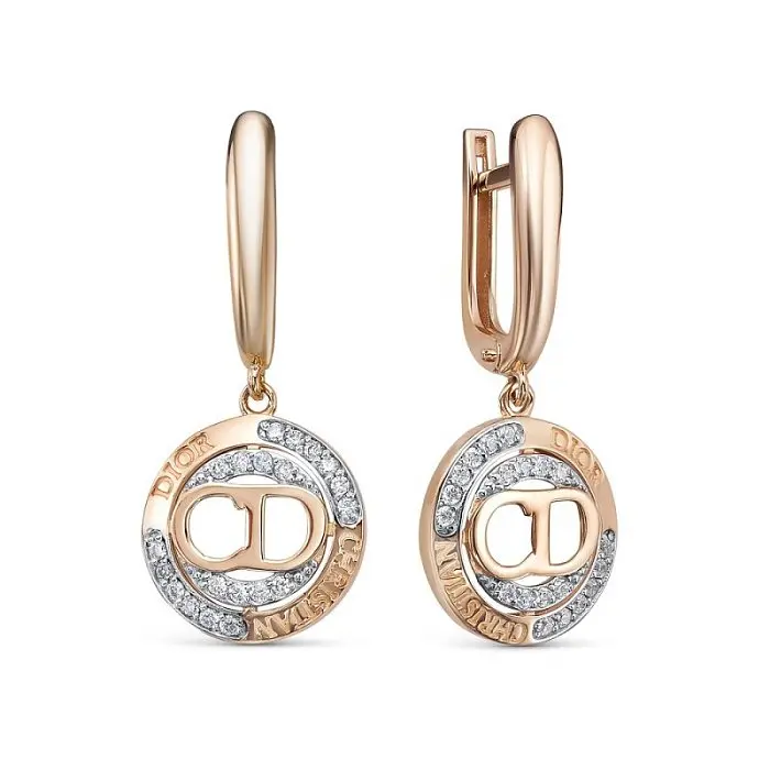 Серьги подвесные из красного золота