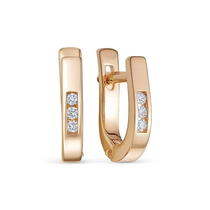 Серьги с английским замком из красного золота