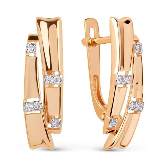 Серьги с английским замком из красного золота