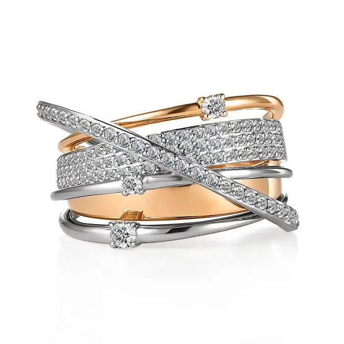 Кольцо декоративное из комбинированного золота