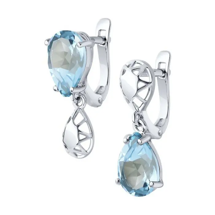 Серьги подвесные из серебра