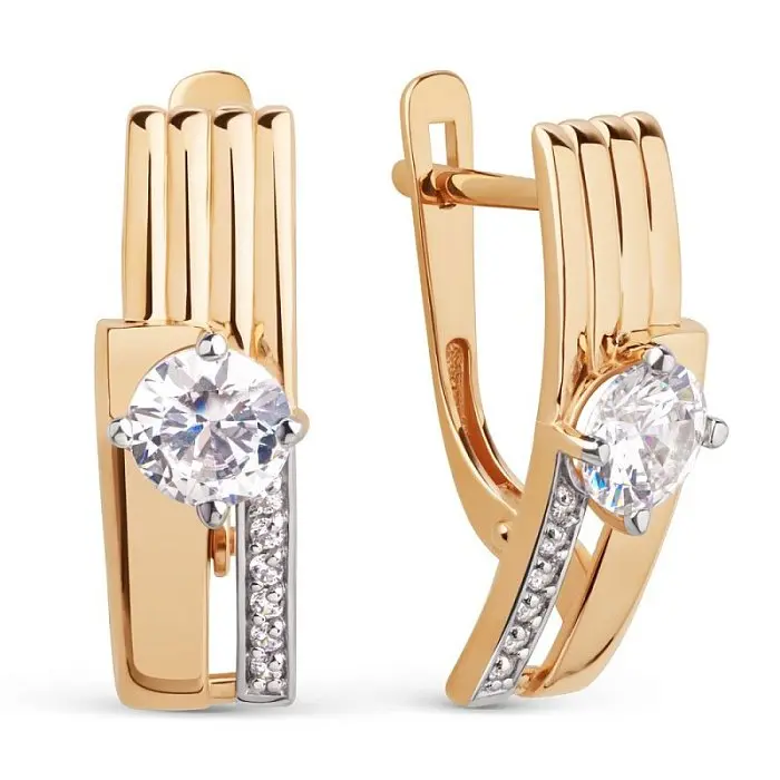 Серьги с английским замком из красного золота