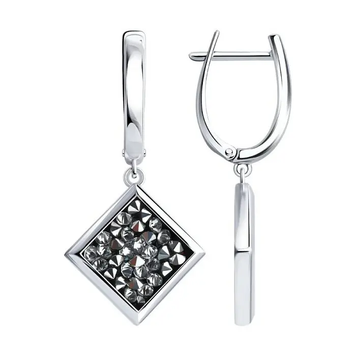 Серьги подвесные из серебра