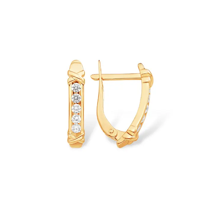 Серьги с английским замком из красного золота