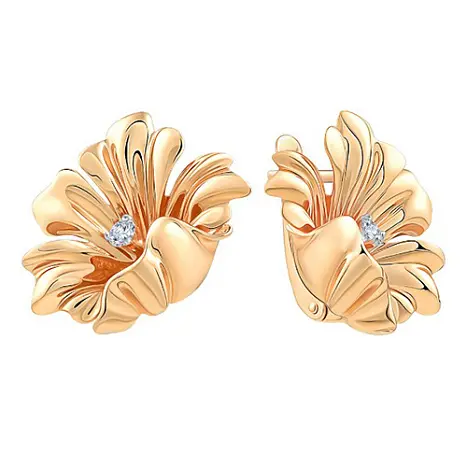 Серьги с английским замком из красного золота