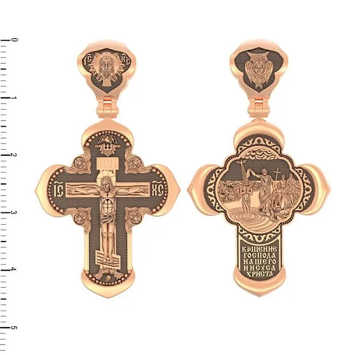 Подвеска крест из комбинированного золота вид 1