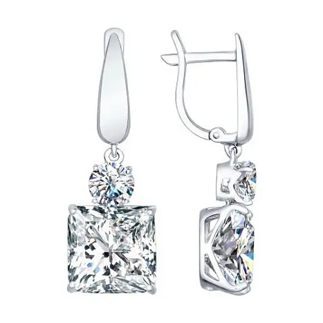 Серьги подвесные из серебра