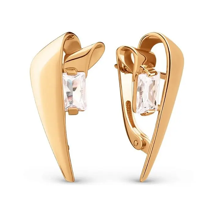 Серьги с английским замком из красного золота