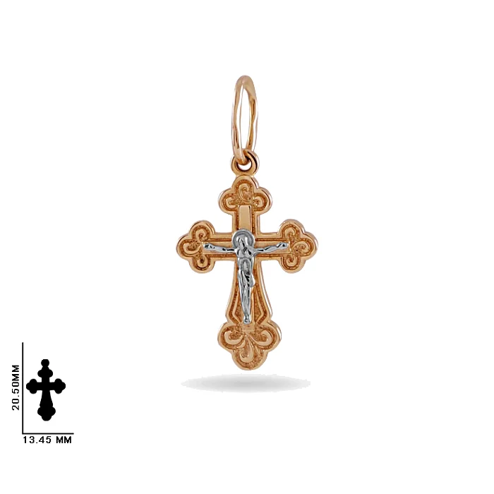 Подвеска крест из комбинированного золота