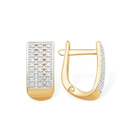 Серьги с английским замком из комбинированного золота