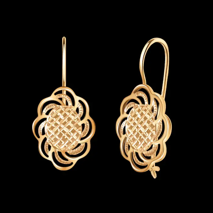 Серьги петельки из красного золота
