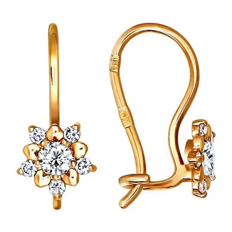 Серьги детские из красного золота