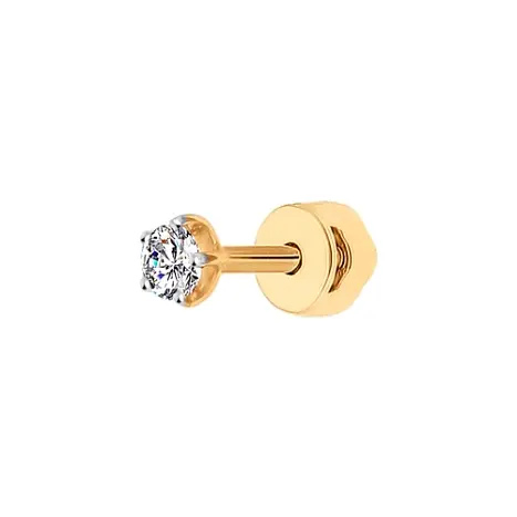 Серьги одиночные из красного золота